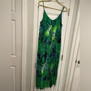 Buenos Ninos Tropical Floral Jumpsuit Red Cropped Wide Leg Spaghetti Strap